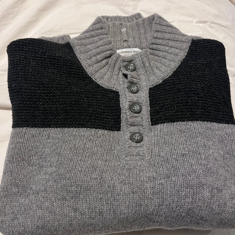 Lorenzo Charcoal and Ebony Cowl Neck Sweater